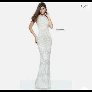 Sherri hill beaded white formal in a size 0